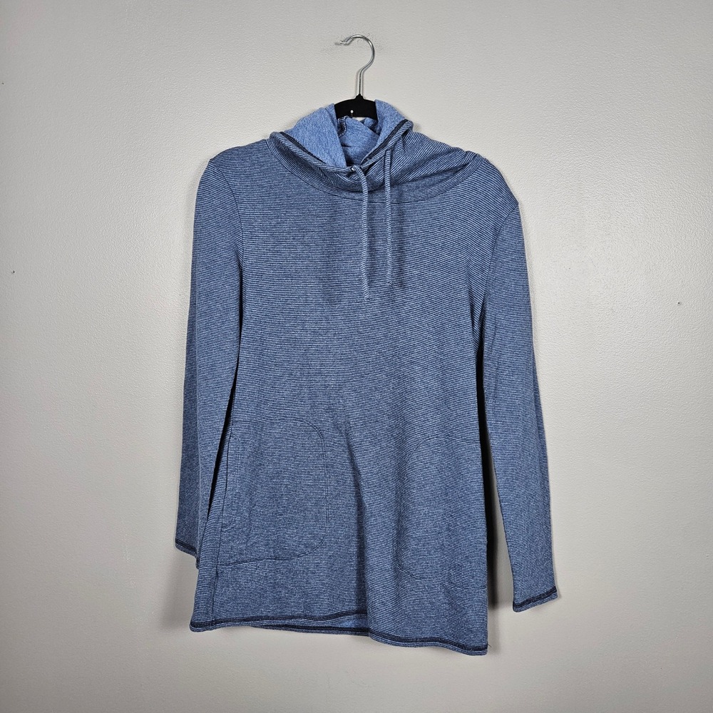 Toad&Co Womens Small Cold Spring Hooded Pullover Tunic Organic Cotton Knit Blue